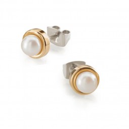 Boccia Titan Perlen Ohrstecker vergoldet