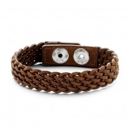 Echt Leder Armband braun 14mm breit Edelstahl