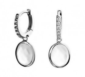 Mondstein Creolen Ohrringe 925 Silber rhodiniert