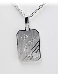 Damen Gravur platte Anhänger 925 Silber mit Gestanzten Herzen