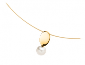 Boccia goldplattiert Perlen Anhänger mit Edelstahl Collier 07030-02