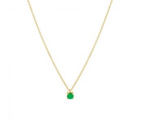 Smaragd Solitär Collier Gold 585 Damen Gelbgold 14K Anhänger
