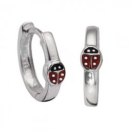 Klappcreolen mit Marienkäfer für Kinder 925er Silber