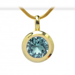 Damen Gold Anhänger 585 Gold Blautopas