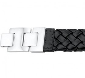 Edelstahl und Leder Armband für Herren - Armschmuck, schwarz