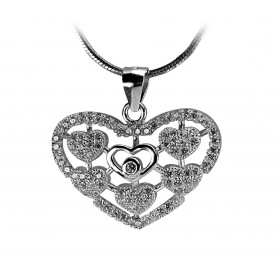 Damen-Kette 925 Sterling Silber Schlangenkette mit Herz-Anhänger