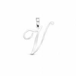 Geschwungener Buchstaben Anhänger (V) 925 Silber