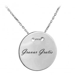 Anhänger Gravurplatte rund mit Kette aus 585 weißgold