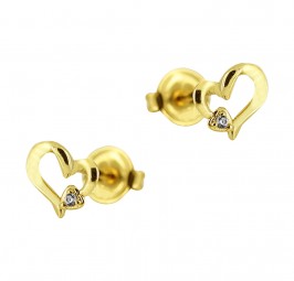 Damen Ohrring Ohrstecker 585 Gold Herzen mit Zirkonia