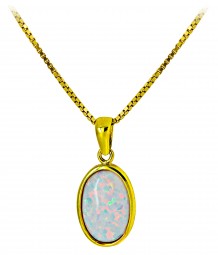 Weißer Opal Anhänger 585 Gelbgold