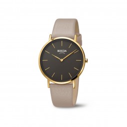 Boccia Damen Analog Quarz Uhr mit Leder Armband 3273-04
