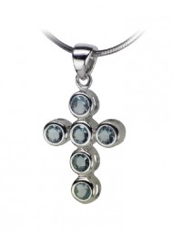 Anhäner "Kreuz" aus Sterlingsilber 925/-, mit Zirkonia Blau