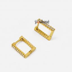 Damen Creolen eckig Gold mit Zirkonia