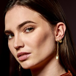 Schlösser Hängeohrringe 925 Silber vergoldet / Gold Ohrringe