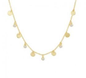 Collier Halskette mit 5 Zirkonia Anhänger 925 Silber vergoldet 41-45cm