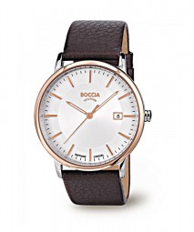 Boccia Herren-Armbanduhr XL Analog Quarz Leder 3557-04