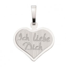 Herz Gravurplatte "Ich liebe Dich" Echt 925 Silber