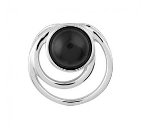 Damen Kette mit Anhänger Onyx Stein rund schwarz 925 Silber rhodiniert