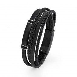 s.Oliver Schmuck Herren Armband aus Leder/schwarz 2018696