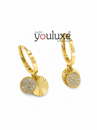 Gold Creolen Ohrhänger mit hängenden kreis in 585 Gold