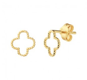 Damen Kleeblatt Ohrstecker Silber 925 vergoldet Blüte