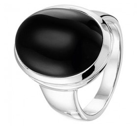 Damenring mit Onyx oval schwarz 925 Silber Onyxring Fingerring