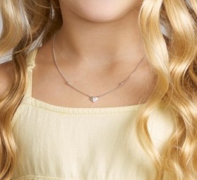 Mädchen Kinder Collier mit Anhänger Herz 925 Silber rhodiniert