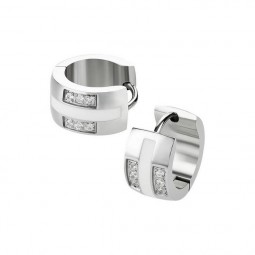 Scharnier-Creolen Edelstahl Epoxy weiß