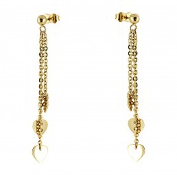 Damen Ohrstecker Herz 585 Gold Gelbgold. Gold Herz Ohrstecker mit drei Herzen