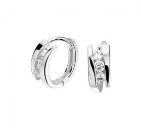 Creole für Damen 925 Silber rhodiniert Zirkonia weiß