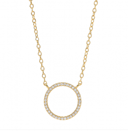 Collier mit Kreis Anhänger und Zirkonia 925 Silber vergoldet