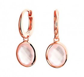 Rosenquarz Ohrhänger 925/- Sterling Silber Roségold plattiert
