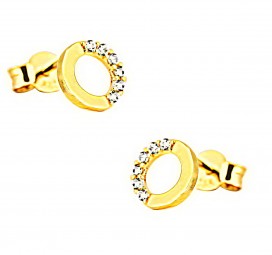 kreis-ohrstecker-gold-585 mit zirkonias