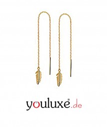 Ohrhänger Feder Traumfänger Ohrringe Durchzieher - Ohrhänger lang 585 Gold