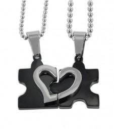 Partner-Set Puzzle mit Herz Edelstahl
