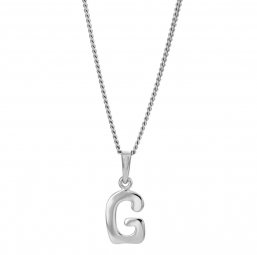 Anhänger Alphabet Buchstabe G echt Silber mit Panzerkette rhodiniert