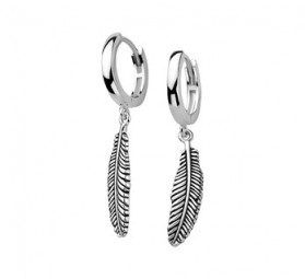 Creolen-Ohrringe, 925 Sterling Silber Feder