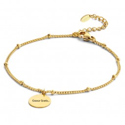 Gold Damen Armband mit Gravurplatte Edelstahl vergoldet