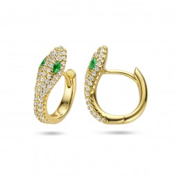 Gold Damen Klappcreolen Schlange 925 Sterlingsilber