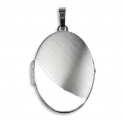 Medaillon Oval 925 Silber Glänzend, teilmatt zum öffnen für Bildereinlage 2 Fotos Amulett