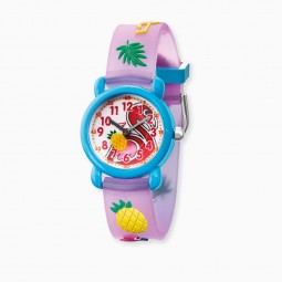 ENGELSRUFER MÄDCHEN KINDER UHR ROSA FLAMINGO, ANANAS, PALMENBLATT INKL. STIFTEMÄPPCHEN