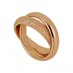 2er Rosegold Silber Doppelring strukturiert