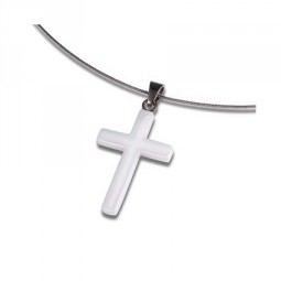 Boccia Ceramik Titanium Anhänger Kreuz weiß