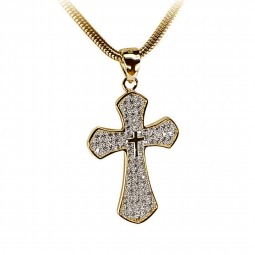 Anhänger Kreuz 585 Gold mit Zirkonia Damen Kreuzanhänger (ohne Kette)