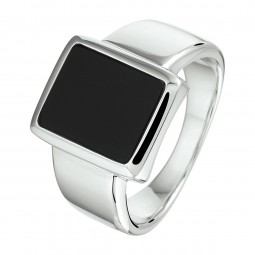 Herrenring mit schwarzem Onyx 925 925 Silber rhodiniert