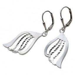 Damen Ohrringe Ohrhänger Brisur Glitzer Oberfläche Echt Silber 925/000