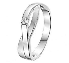 Gekreuzter Ring Damen-Klassisch Elegant 925 Silber rhodiniert