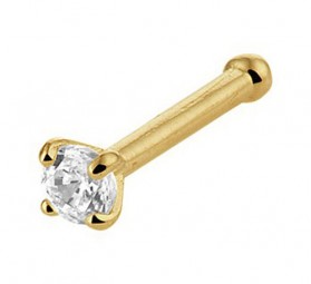 Stab Gold 14 Karat Zirkonia Nase Piercing Echtgold 585