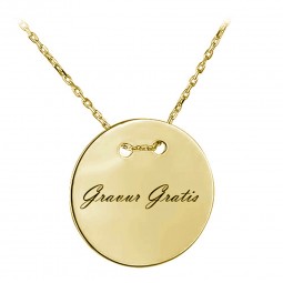 Gravurplatte Collier Anhänger rund aus 585 Gelb Gold