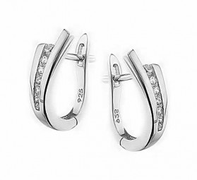 Creole Silber 925 Ohrringe Klappcreole weiß Zirkonia